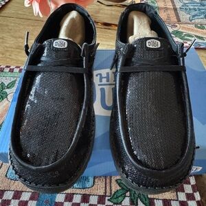 Hey Dude Women's Black Sequin Loafers 10 M NWT